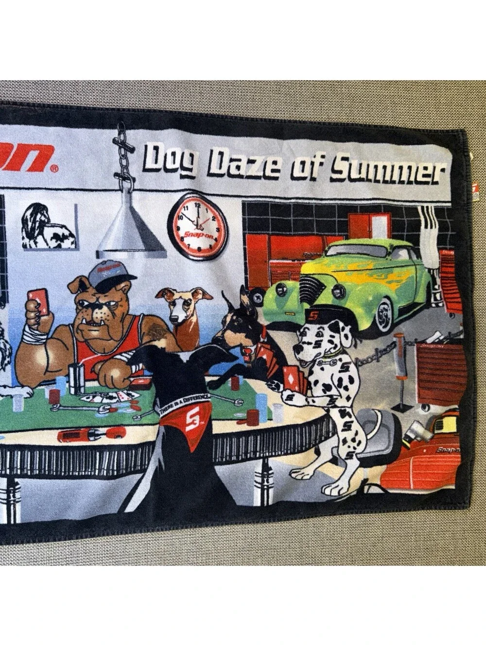 Snap On Tools Beach Towel Dog Daze of Summer Dogs Poker 60 x 32 Vintage